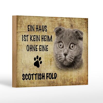 Letrero de madera que dice Decoración de gato Scottish Fold 18x12 cm