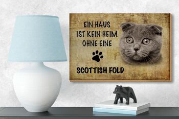 Panneau en bois indiquant 18x12 cm Décoration chat Scottish Fold 3
