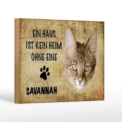 Cartello in legno con scritta "Gatto della savana" 18x12 cm senza decorazione per la casa