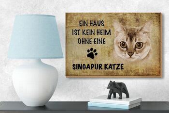 Panneau en bois indiquant 18x12 cm Chat de Singapour sans décoration d'intérieur 3