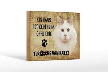 Panneau en bois disant 18x12 cm, décoration cadeau chat de Van turc 1