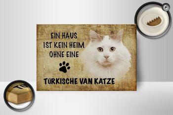 Panneau en bois disant 18x12 cm, décoration cadeau chat de Van turc 2