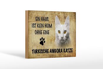 Panneau en bois disant 18x12 cm décoration cadeau chat Angora turc 1
