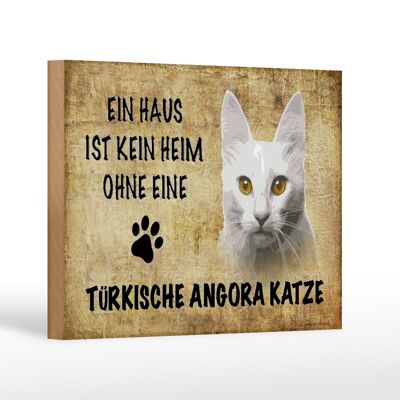 Holzschild Spruch 18x12 cm türkische Angora Katze Geschenk Dekoration