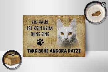 Panneau en bois disant 18x12 cm décoration cadeau chat Angora turc 2