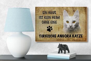 Panneau en bois disant 18x12 cm décoration cadeau chat Angora turc 3
