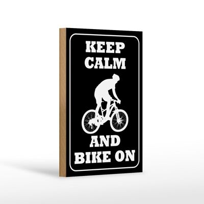 Cartel de madera que dice Keep Calm and Bike 12x18cm en decoración