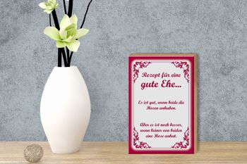 Panneau en bois disant recette 12x18cm pour une bonne décoration de mariage 3