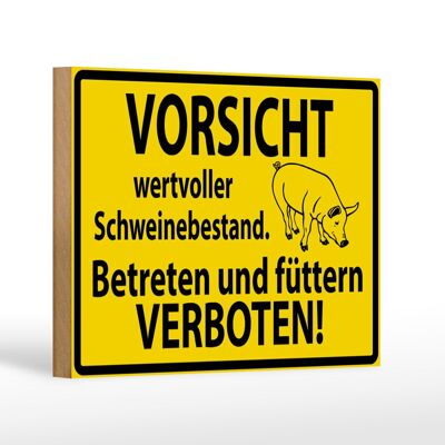 Letrero de madera señal de advertencia 18x12cm Valiosa decoración de manada de cerdos