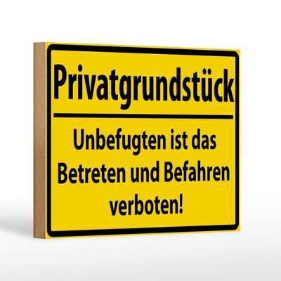 Holzschild Warnschild 18x12cm Privatgrundstück Dekoration