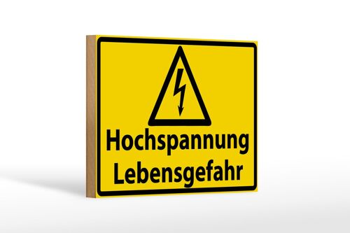 Holzschild Warnschild 18x12cm Hochspannung Lebensgefahr Dekoration