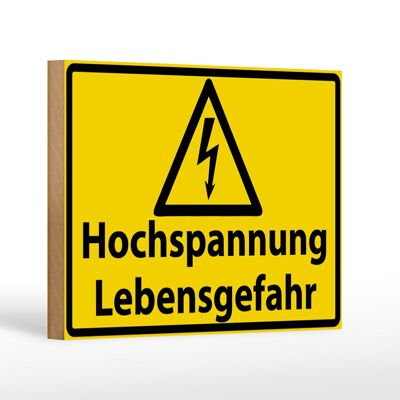Letrero de madera señal de advertencia 18x12cm peligro de alto voltaje para la decoración de la vida