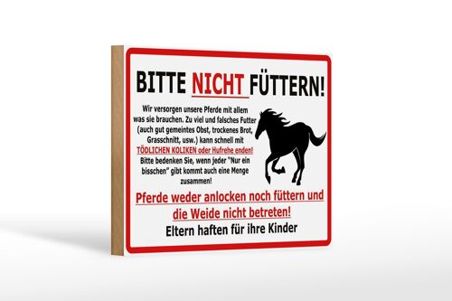 Holzschild Warnschild 18x12cm (Pferd) Bitte nicht füttern Dekoration