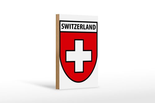 Holzschild Flagge 12x18cm Switzerland Schweiz Wappen Dekoration