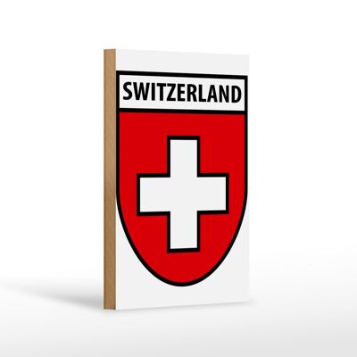 Wooden sign flag 12x18cm Switzerland coat of arms decoration