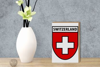 Drapeau en bois 12x18cm, décoration des armoiries de la suisse 3