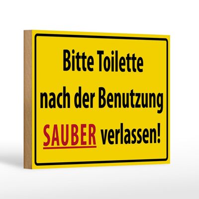 Wooden sign notice 18x12cm toilet after use decoration
