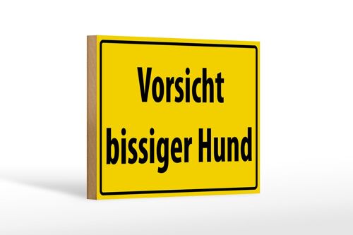 Holzschild Warnschild 18x12cm Vorsicht bissiger Hund Dekoration