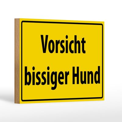 Holzschild Warnschild 18x12cm Vorsicht bissiger Hund Dekoration