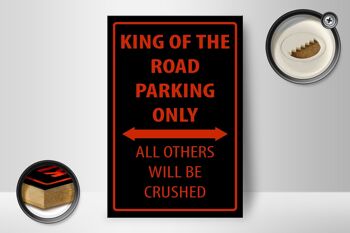 Panneau en bois indiquant 12x18cm King of the Road, décoration parking uniquement 2