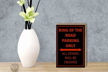 Panneau en bois indiquant 12x18cm King of the Road, décoration parking uniquement 3