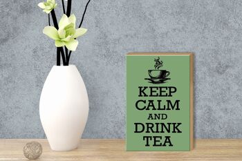 Panneau en bois disant 12x18cm, décoration Keep Calm and Drink Tea 3