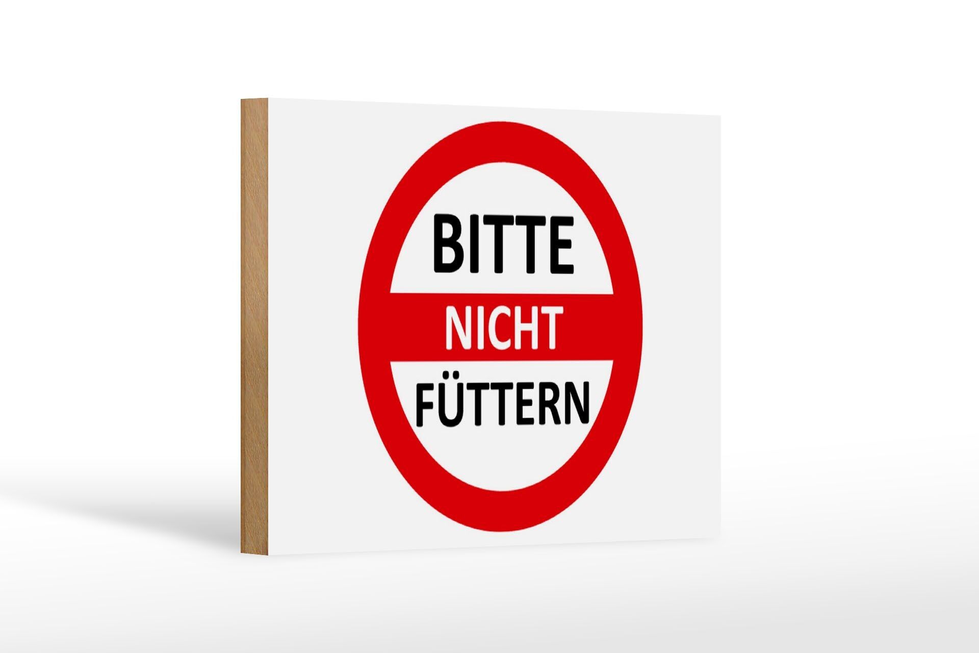 Panneau d&#039;avertissement en bois 18x12cm Veuillez ne pas nourrir (rouge/blanc)