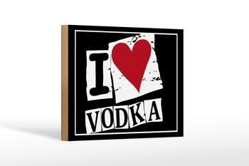 Panneau en bois 18x12cm I love Vodka (coeur) décoration 1