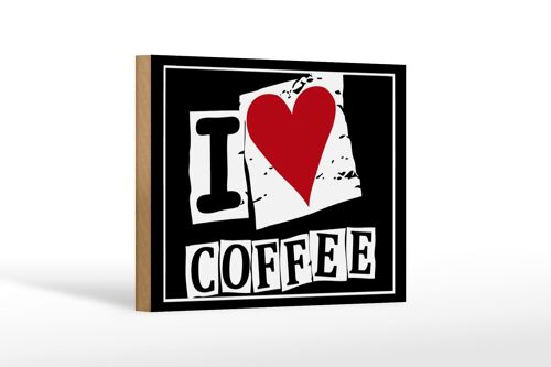 Holzschild Kaffee 18x12cm I love Coffee (Herz) Dekoration