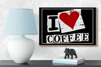 Panneau en bois café 18x12cm I love Coffee (coeur) décoration 3