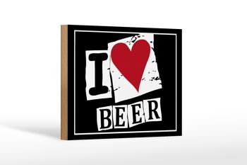 Panneau en bois 18x12cm I Love Beer (coeur) décoration 1