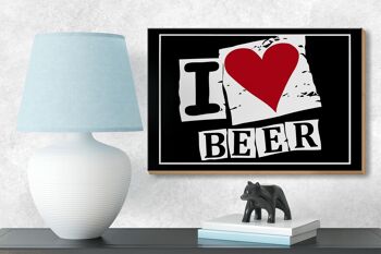 Panneau en bois 18x12cm I Love Beer (coeur) décoration 3