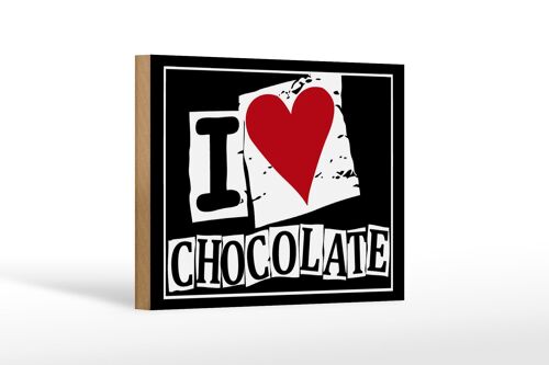 Holzschild Spruch 18x12cm I Love Chocolate (Herz) Dekoration