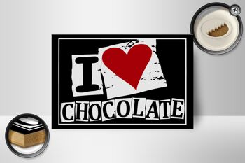 Panneau en bois disant 18x12cm I Love Chocolate (coeur) décoration 2