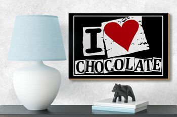 Panneau en bois disant 18x12cm I Love Chocolate (coeur) décoration 3