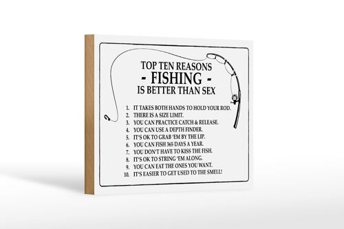 Holzschild Angeln 18x12cm Top 10 reasons Fishing is better Dekoration