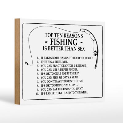 Wooden sign fishing 18x12cm Top 10 reasons Fishing is better decoration