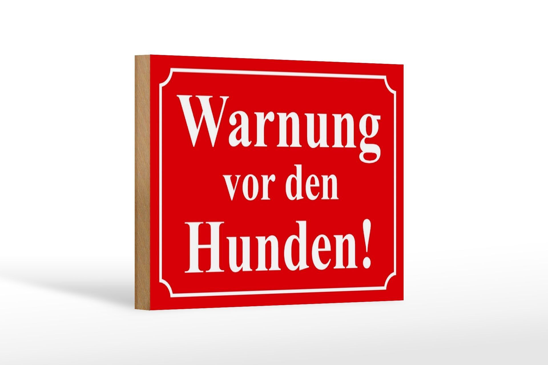 Cartello in legno 18x12cm avviso decorazione cani (rosso).