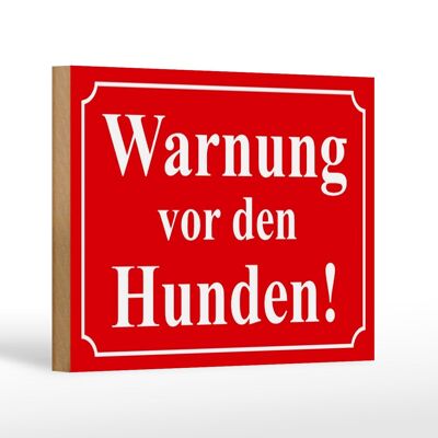 Cartel de madera aviso 18x12cm advertencia sobre los perros (rojo) decoración