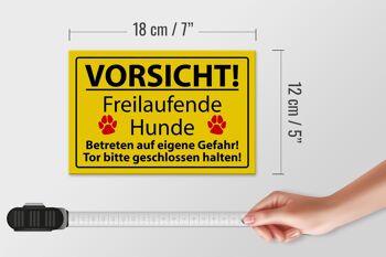 Panneau d'avertissement en bois 18x12cm Attention, panneau pour chien en liberté 4