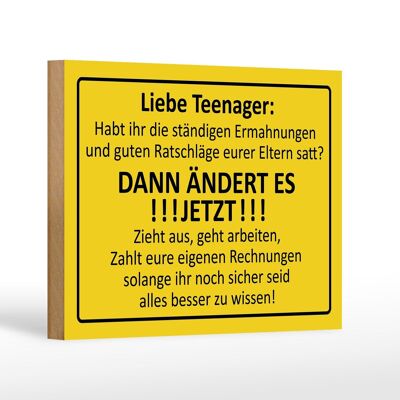 Holzschild Spruch 18x12cm Liebe Teenager - ÄNDERT ES Dekoration