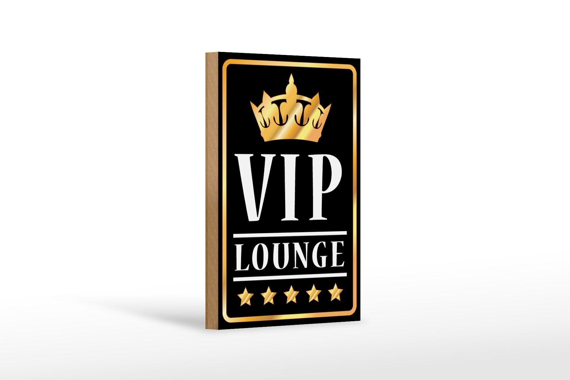 Avviso cartello in legno 12x18 cm decorazione VIP Lounge Bar (b/n/g).