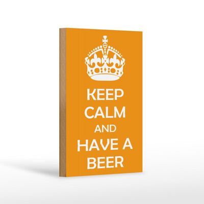 Cartello in legno con scritta "Keep Calm" 12x18 cm e decorazione "birra".