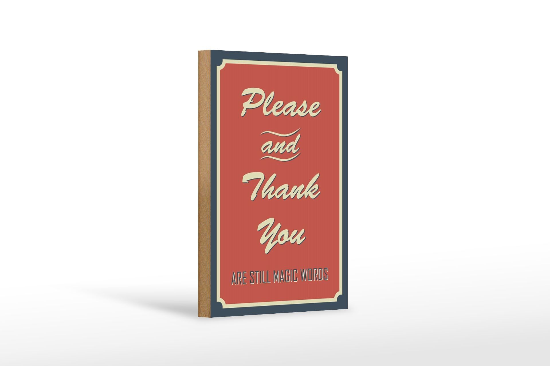 Cartello in legno con scritta "Per favore e grazie" 12x18 cm