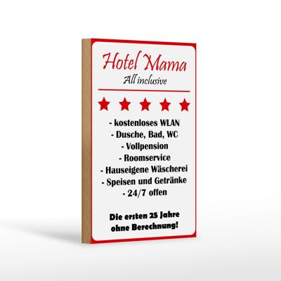 Holzschild Spruch 12x18cm Hotel Mama weiß-rotes Dekoration