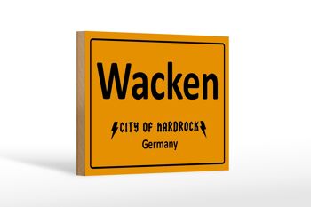Panneau en bois indiquant 18x12cm Wacken City of Hardrock Allemagne décoration 1