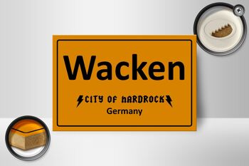 Panneau en bois indiquant 18x12cm Wacken City of Hardrock Allemagne décoration 2