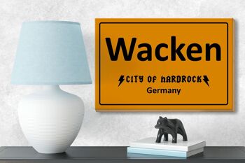 Panneau en bois indiquant 18x12cm Wacken City of Hardrock Allemagne décoration 3