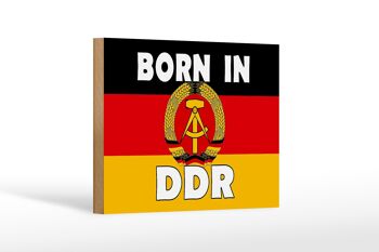 Panneau en bois nostalgie 18x12cm Born in RDA (drapeau) décoration 1