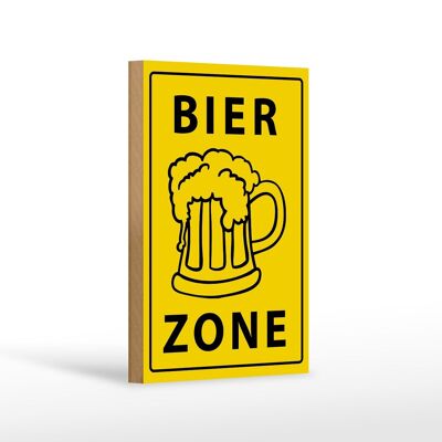 Wooden sign notice 12x18cm beer zone yellow decoration